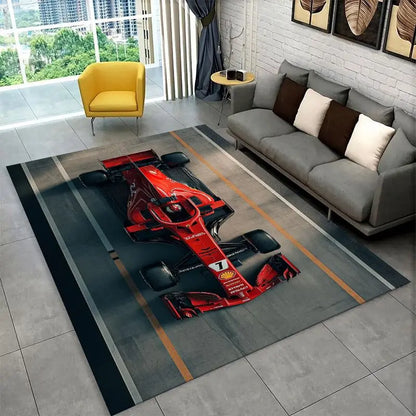 Retro F-Ferrarii Racing Car Moto Non-Slip Area Rug for Living Room,Bedroom,Playroom,Carpet Floor Mat Home Decor Rug Kids Room