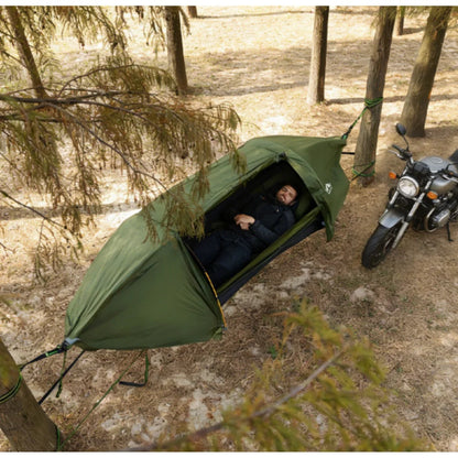 Night Cat Flat Lay Hammock Tent with Mosquito Net Sleeping Air Pad and Waterproof Rainfly for 1 Person Backpacking Hiking Camping Lightweight 330LBS 87x28x19in