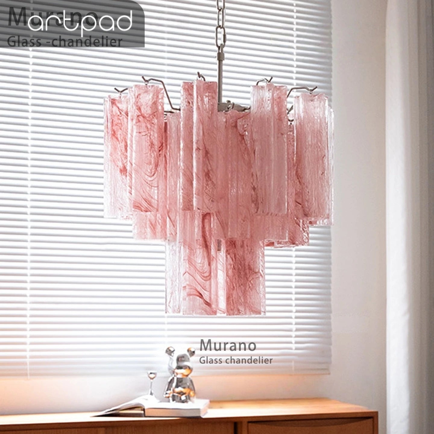 Designer Murano Ceiling Chandeliers Pink Colorful Glass LED Hanging Pendant Lights for Living Dining Room Bar Villa Art Lighting