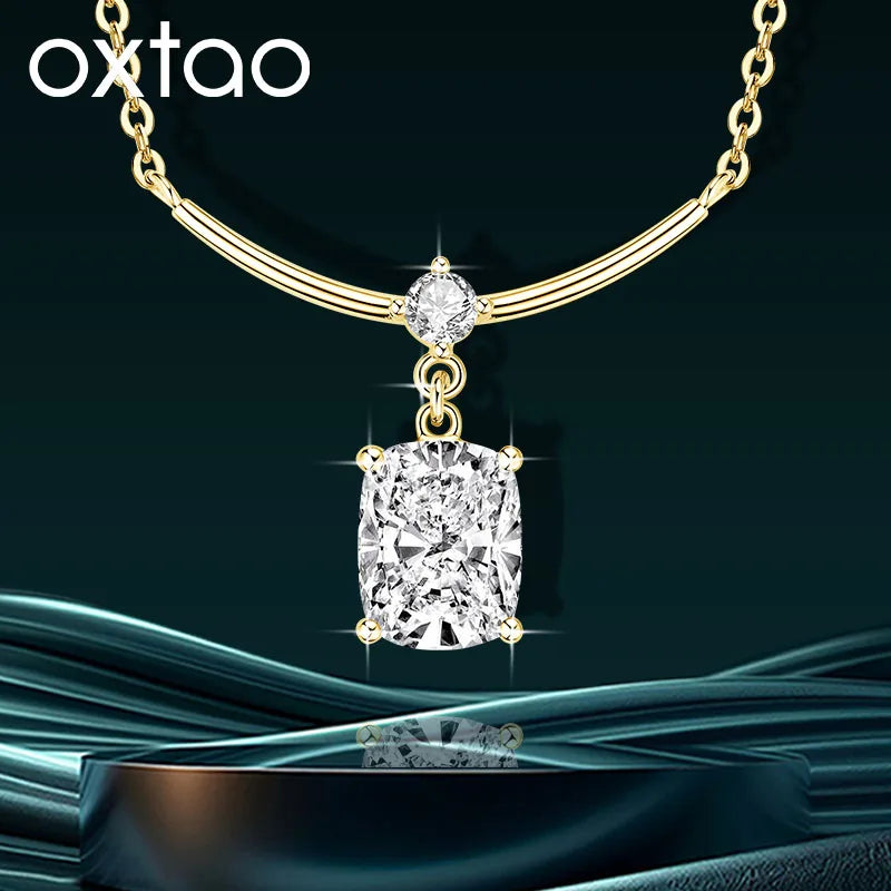OXTAO Certified  7x9mm Moissanite Pendant Necklace 3mm D VVS1 for Women Sweet Smile Necklace Wedding Jewelry 14K Gold Filled