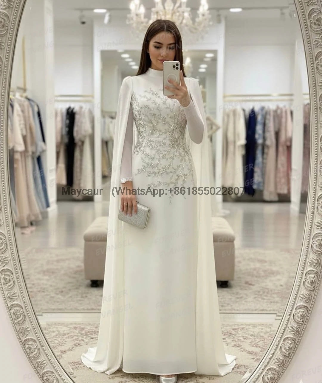Luxury Wedding Dresses Woman Mermaid Bride Gowns Sexy Long Sleeve Formal Appliques Shawl High Neck Customized Vestidos De Novia