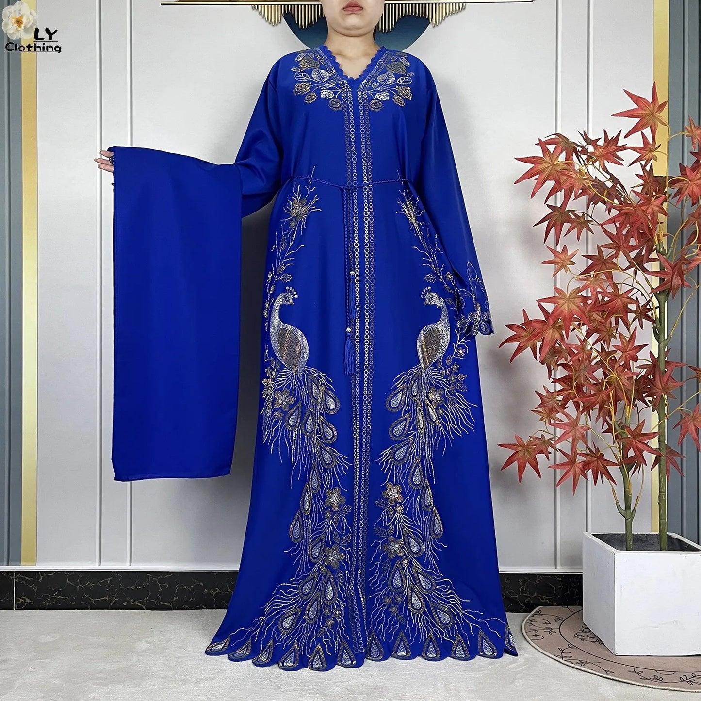 New Style Fashion Dubai Muslim Women Dress Elegant Arabic Femme Hijab Long Sleeve Chiffon Diamond Abaya Islamic Turkey Clothing