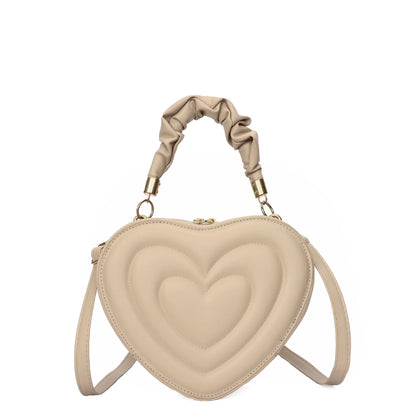 1Pcs Fashion Love Heart Shape Shoulder Bag Small Handbags Designer Crossbody Bags For Women Solid Pu Leather Top Handle Bag