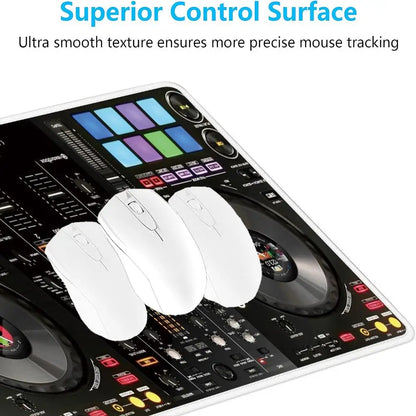 DJ Turntable Mixer Controller Music Pattern Print MousePad Large Gaming Mousepads Non-slip Laptop Tablet Mat PC Soft Pad Playmat