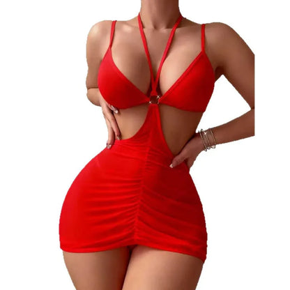 Transparent Sexy Lingerie Women Underwear Temptation Sleepwear Lace Babydoll Dress Panties Pijamas Set Adult Female Nighty