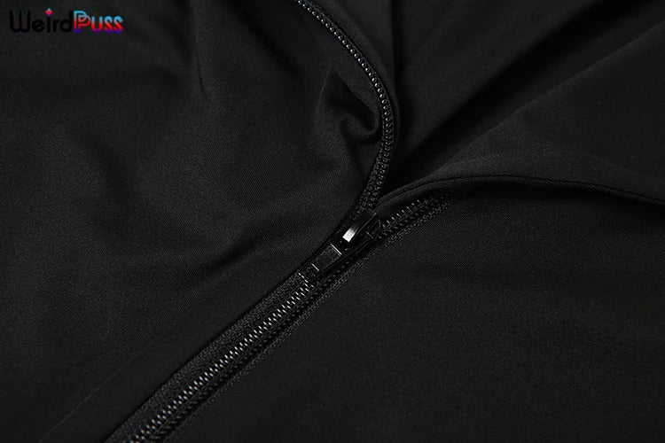 Weird Puss Fitness Jumpsuit Women Zip Skinny Long Full Activity Casual Sporty Solid Street Workout Simple Classic Tight Overalls