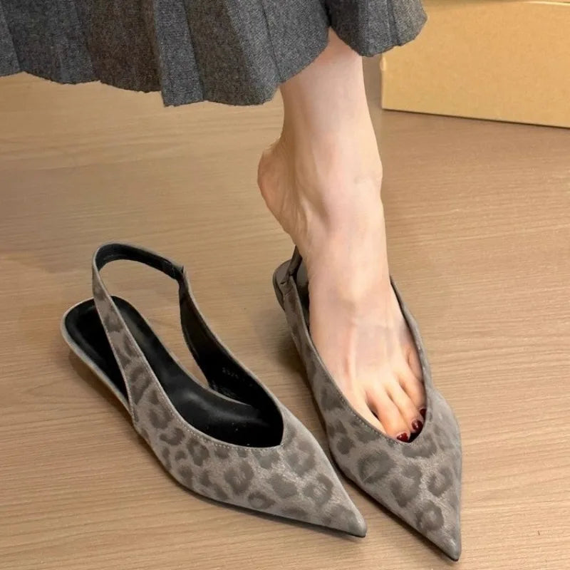 Leopard Women Heeled Sandals Sexy Pointed Toe Woman Shoes Elegant Summer 2026 Fashion Slides Luxury Brands New Mujer Sandalias