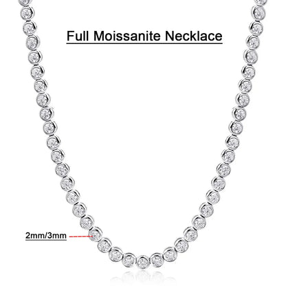 Serenity D Color 2mm 3mm Full Moissanite Tennis Necklace For Women S925 Silver Moissanite Bubble Bracelet Plate 18K Fine Jewelry