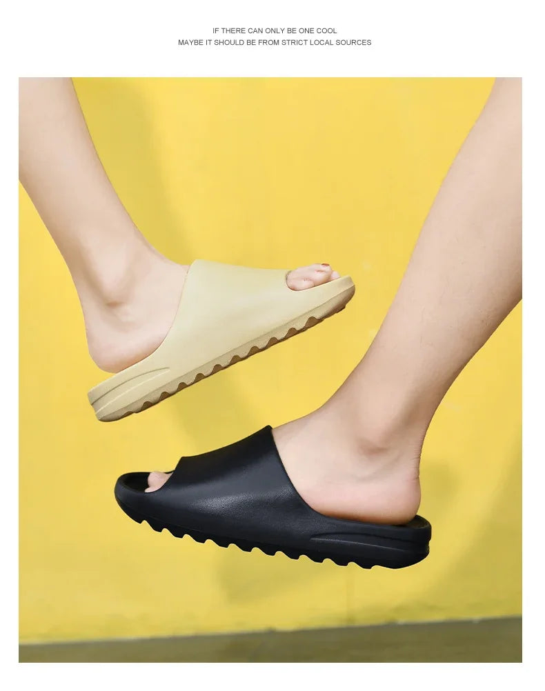 Summer Slippers Men Women Indoor EVA Soft Bottom Sandals Open Toe Trend Slides Beach Shoes Slippers Home Shoes Size 35-46