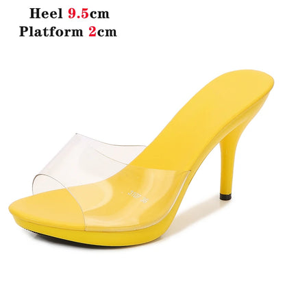 2022 Stripper Heels Women's Luxury Shoes Slippers Sexy Black Pumps Sandals Female Point Toe High Heel Stiletto Hollow Dress Shoe