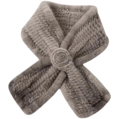 Real Fur Warm Scarf for Women Cross Style One Flower Knitted Design New Fashion Mink Fur Neck Warmer Winter Accessories Scarves