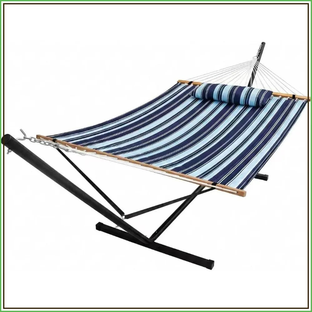 Portable Outdoor Hammock with Stand, Heavy Duty with Carrying Bag, Soft Pillow, Balance Ropes