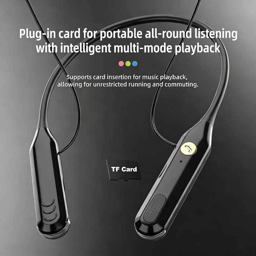 KEBIDUMEI Bluetooth 6.0 Neckband Headphones Support Wired /BT/TF/FM Radio 4 in 1 Gaming Headsets Wireless Earphones Earbuds