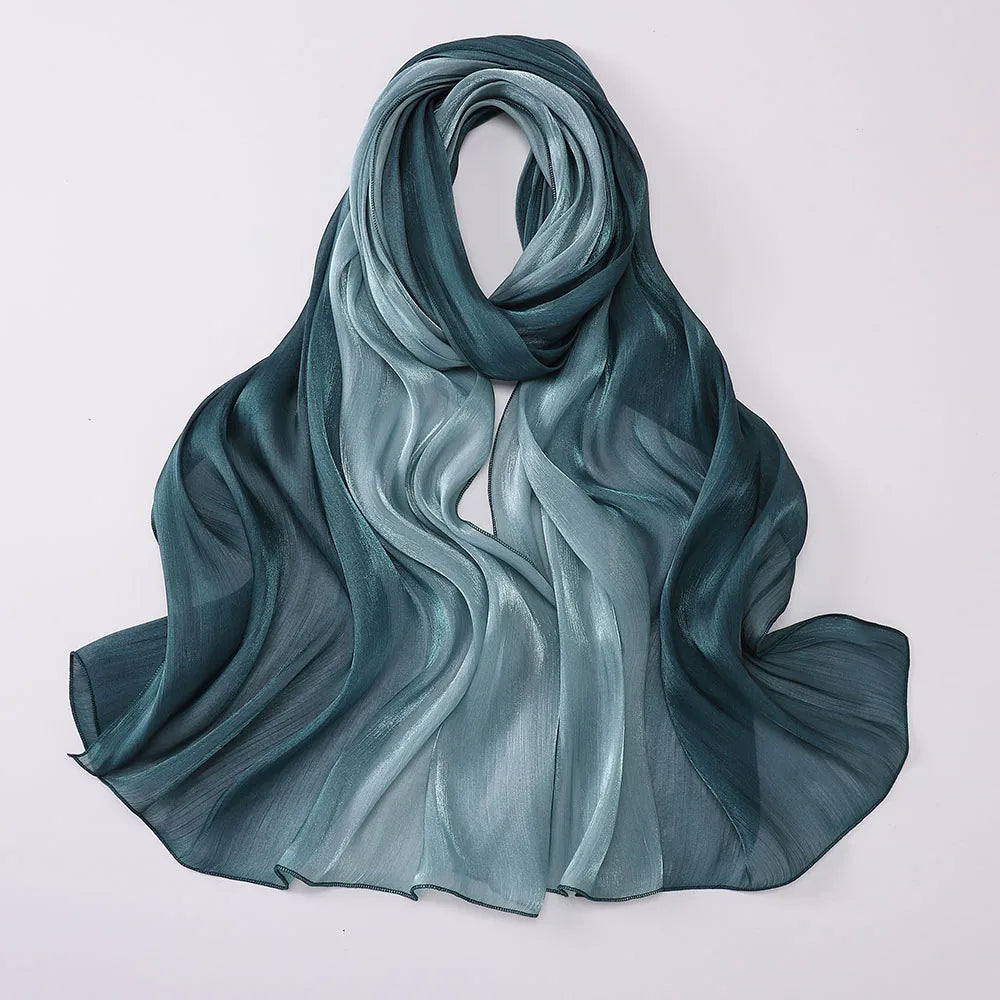 Two-color Shimmer Shiny Satin Hijab Crinkle Scarves Shawl Women Muslim Hijab Crepe Bandana Islamic Shimmer Silk Hijab