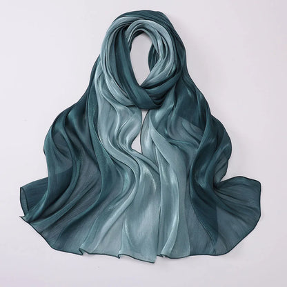 Two-color Shimmer Shiny Satin Hijab Crinkle Scarves Shawl Women Muslim Hijab Crepe Bandana Islamic Shimmer Silk Hijab