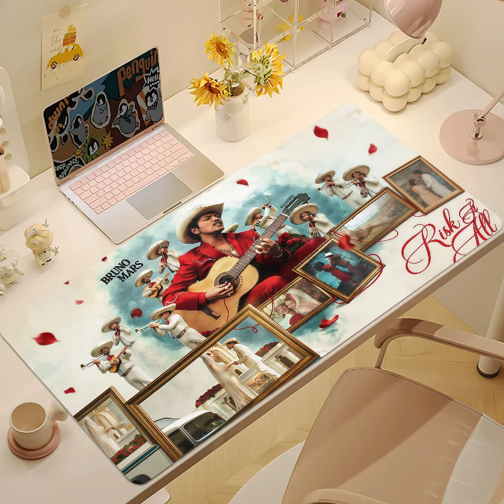 Singer B-Bruno Mars Mouse Pad Large Non-slip Lockedge Desktop Computer Desk Mat Keyboard Writing MousePad Office Gamer Student