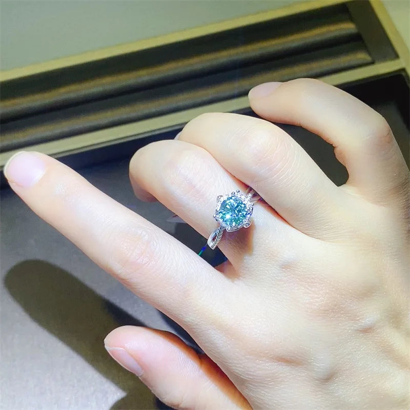 100% Original Certified 18K platinum PT950 Royal Manor 2 Carat Green Moissanite Ring Diamond Ring Comes with Certificate