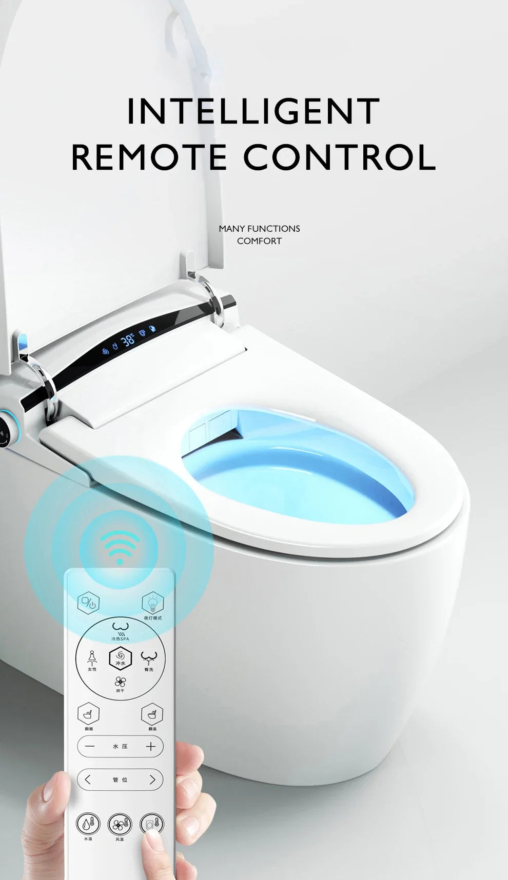 110V/220V Black One‑Piece Smart Toilet Automatic Electric Intelligent Bidet Toilet Modern Luxury WC for Bathroom Home Use