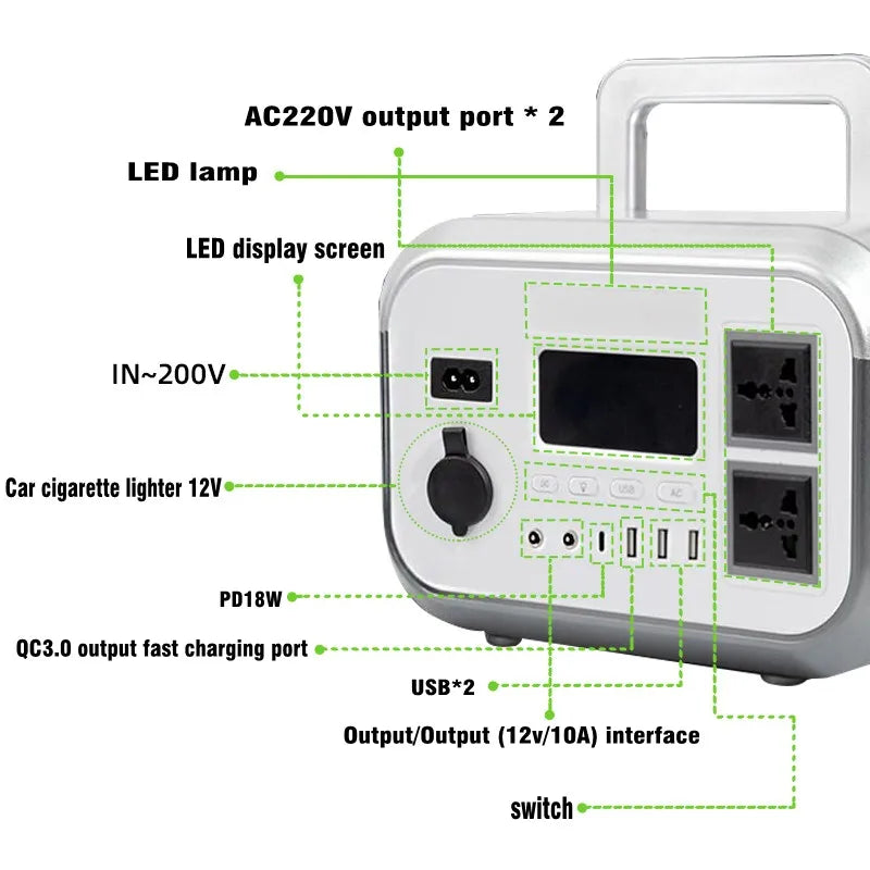 12v50AH Lifepo4 battery Portable power station 60AH Lithium Inverter 220V 500W For Outdoor Camping available mobile 30AH 25AH