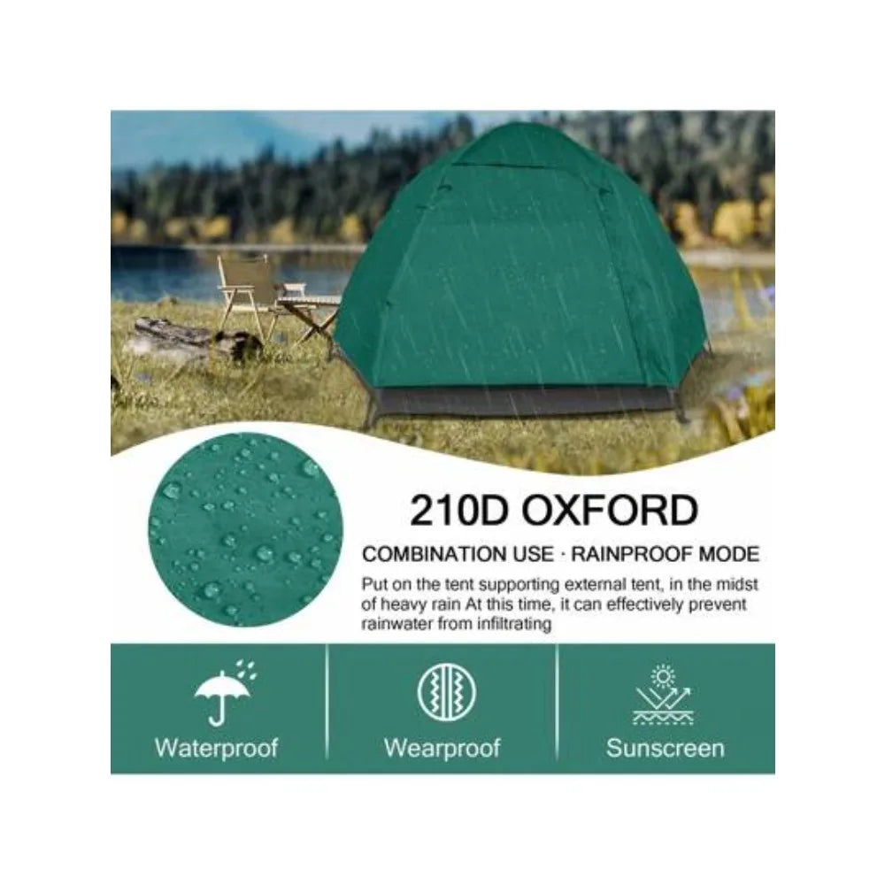 Automatic Pop Up Camping Tent for 3 4 Person Waterproof UV Protection Instant Setup Includes Hammock Picnic Mat Inflatable Pillow Breathable Portable Family Shelter for Beach Fishing Hiking Travel Outdoor