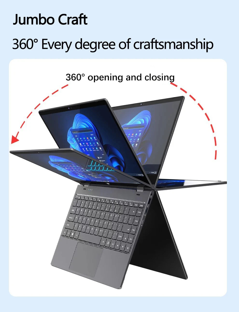 FW-Y1 14 Inch YOGA Laptop Touch Screen Notebook Intel N95 12GB LPDDR5 360° Flip Tablet 2-in-1 Pc Fingerprint Ulock Windows 11