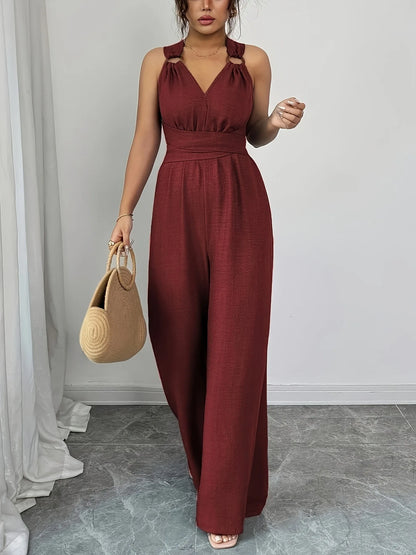 Jumpsuits women 2026 rompers new features fashion sexy V-neck backless cross-belt, wide-leg jumpsuit jumpsuits women's clothing
