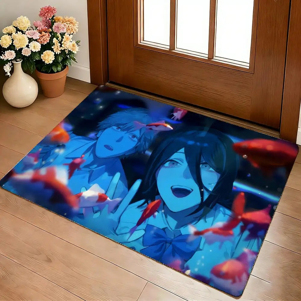 C-Chainsaw Man Floor Mat Cozy Flannel Soft Thick Non-Slip Mat for Living Room Bedroom Kitchen Decor Rugs