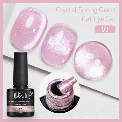 AWStorG 7.5ml Light Color Cat Eye Gel Nail Polish Pink Semi Permanent Glitter Magnetic Gel Soak Off UV LED Varnish Nail Art