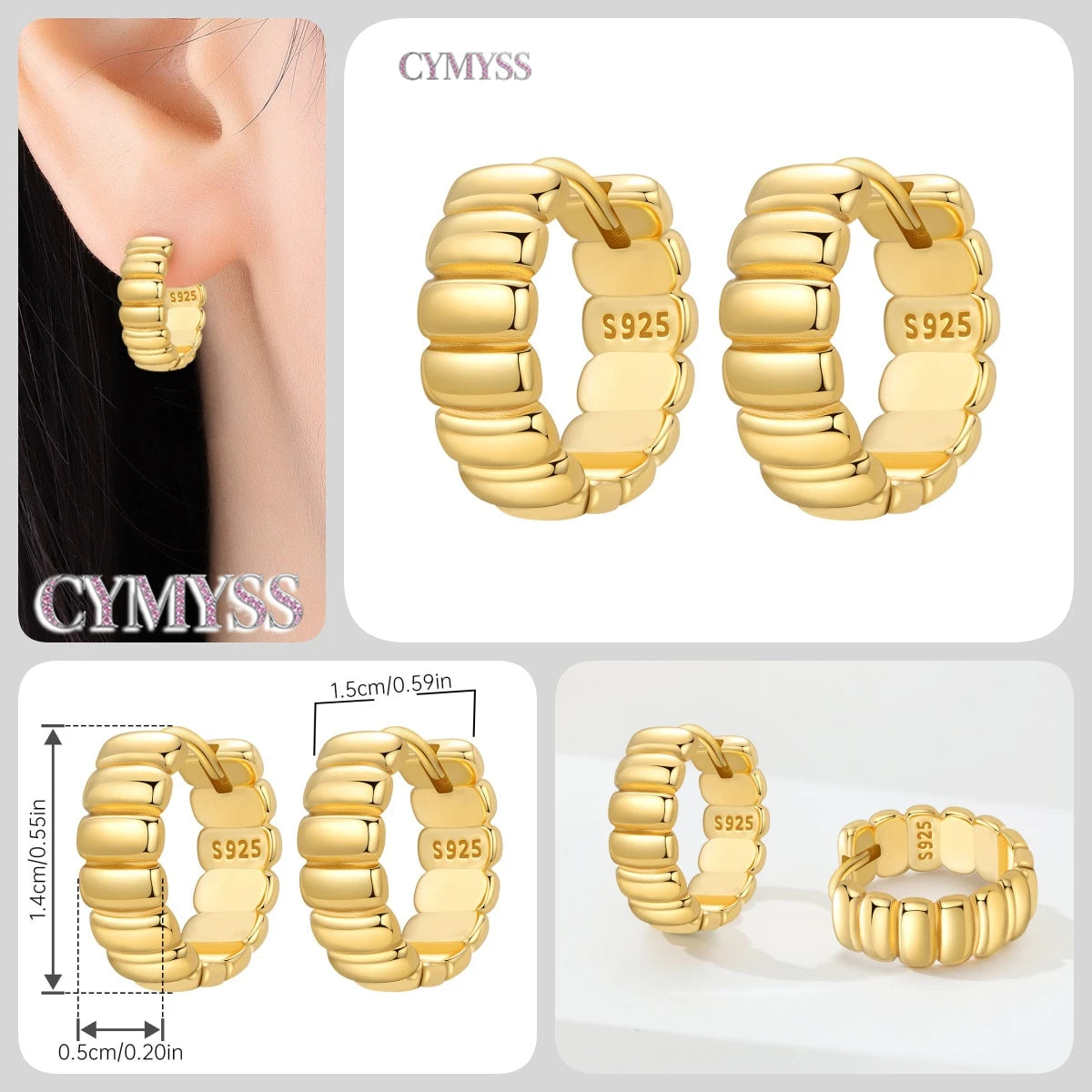 Original 925 Sterling Silver Heart Vintage Luxury Earrings Fashion 18K Gold Hoop Earrings for Women Piercing Jewelry Aretes 2026