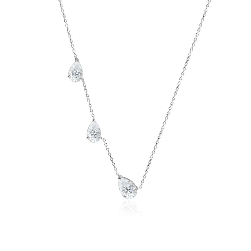 9cttw 3-Stone Waterdrop Moissanite Pendant Necklace for Women Luxury S925 Silver East West Pear Cut Diamond NeckChain Jewelry