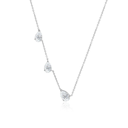 9cttw 3-Stone Waterdrop Moissanite Pendant Necklace for Women Luxury S925 Silver East West Pear Cut Diamond NeckChain Jewelry