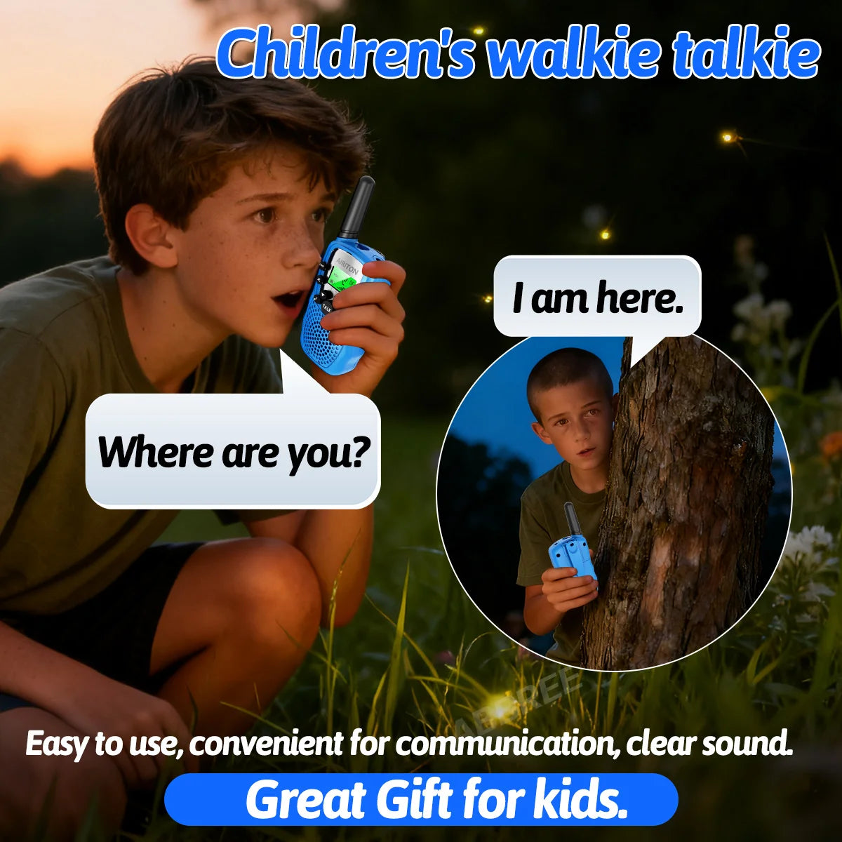 2PCS AIRITON T-388 Kids Walkie Talkie Children 3 Mile Range Two Way Receiver Electronic Radio Flashlight Children Gift for Kid