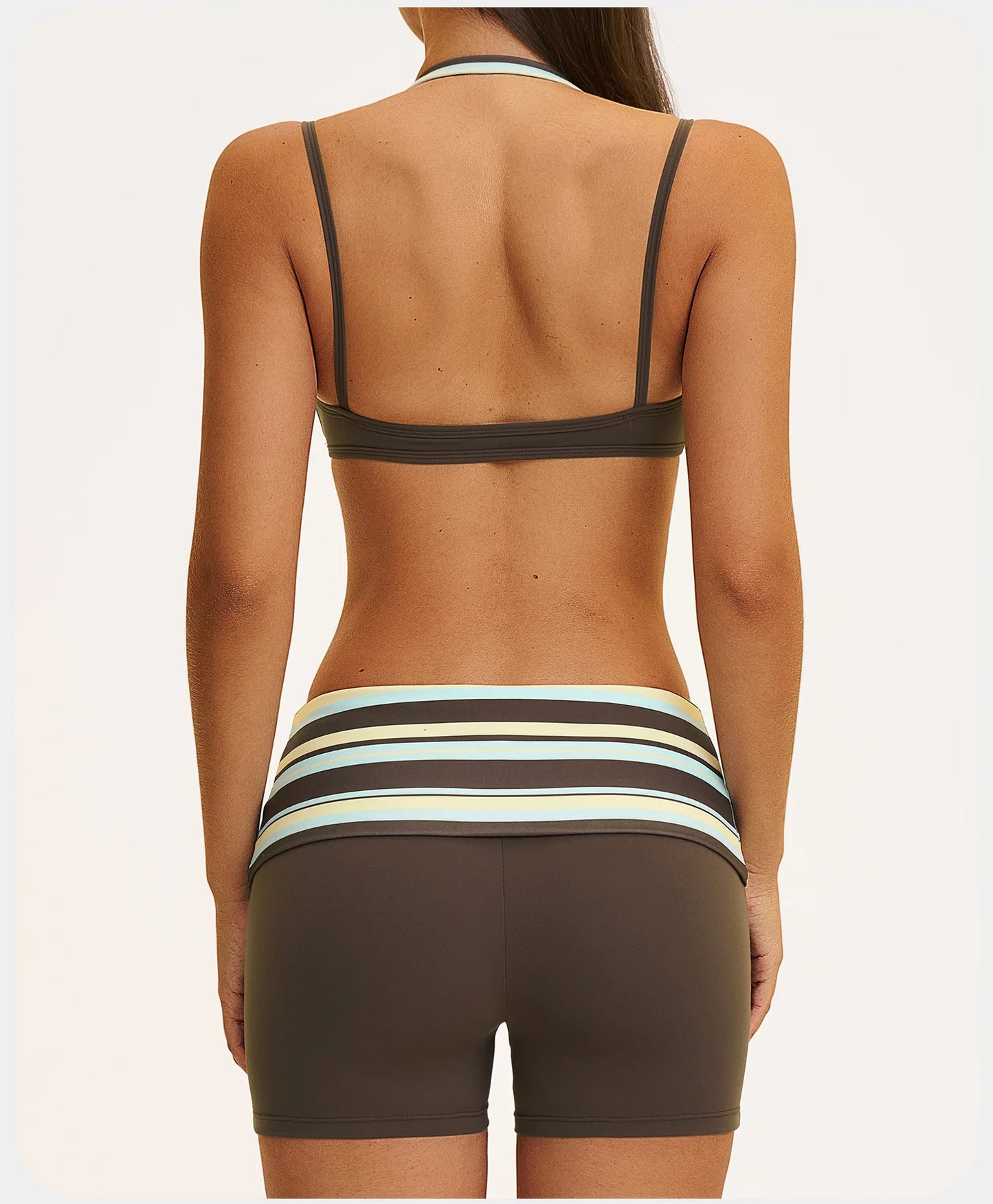 2PCS Stripes Fitness Suit Women's Tracksuits Polka Dot High Waist Workout Capri Pants Sports Set Female Yoga Sports Clothes