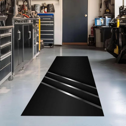 VIKAMA Black Motorcycle Racing Mat Sporty Biker Runner Easy Care Modern Garage Decor Entryway Floor Carpet Non-Slip Rug