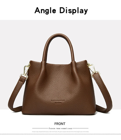 Women Soft Leather Top-Handle Bags Luxury Designer Handbag Solid Color Ladies Shoulder Crossbody Bag And Purse Commuting Sac