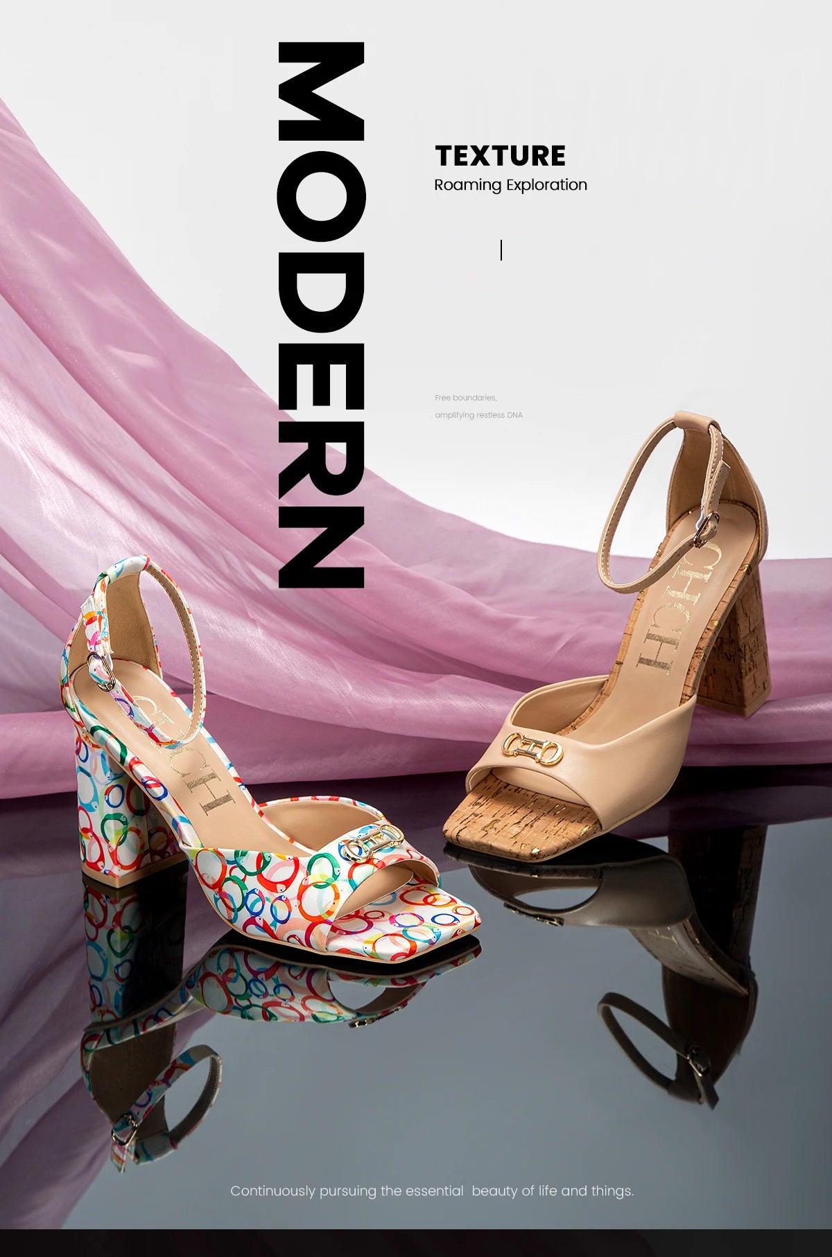 2024 Fashion High Heels Women's Luxury Design Sandals Metallic Flower Square Toe Fine Heel Party Dress Shoes High Heels
