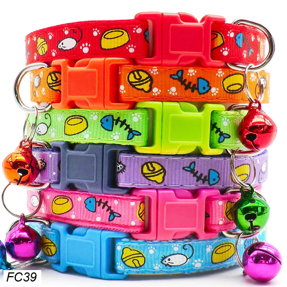 100Pcs Dog Collar With Bells Adjustable Customize Necklace Puppy Kitten Collar Accessories Pet Shop Products Rabbit Neck Strap
