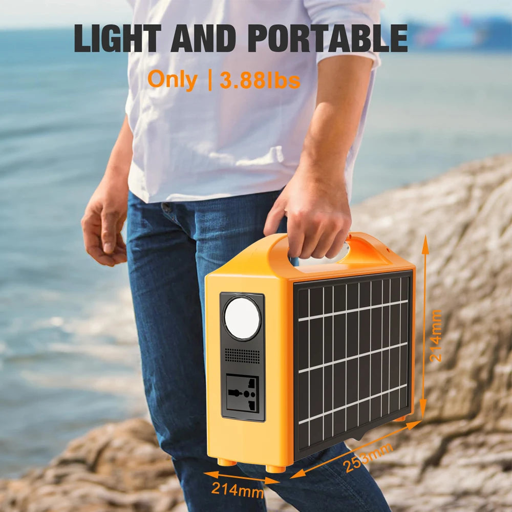 Gaiaray Portable Power Station 100W 220V 110V Power Supply Solar Generator Outdoor Backup Power LED With Solar Panel For Camping