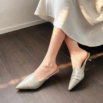 High Heels Pointed Toe Women's Slippers Summer Sandals Woman Shoes 2026 Luxury Brand Mules Shoes Walking Slides Mujer Zapatos
