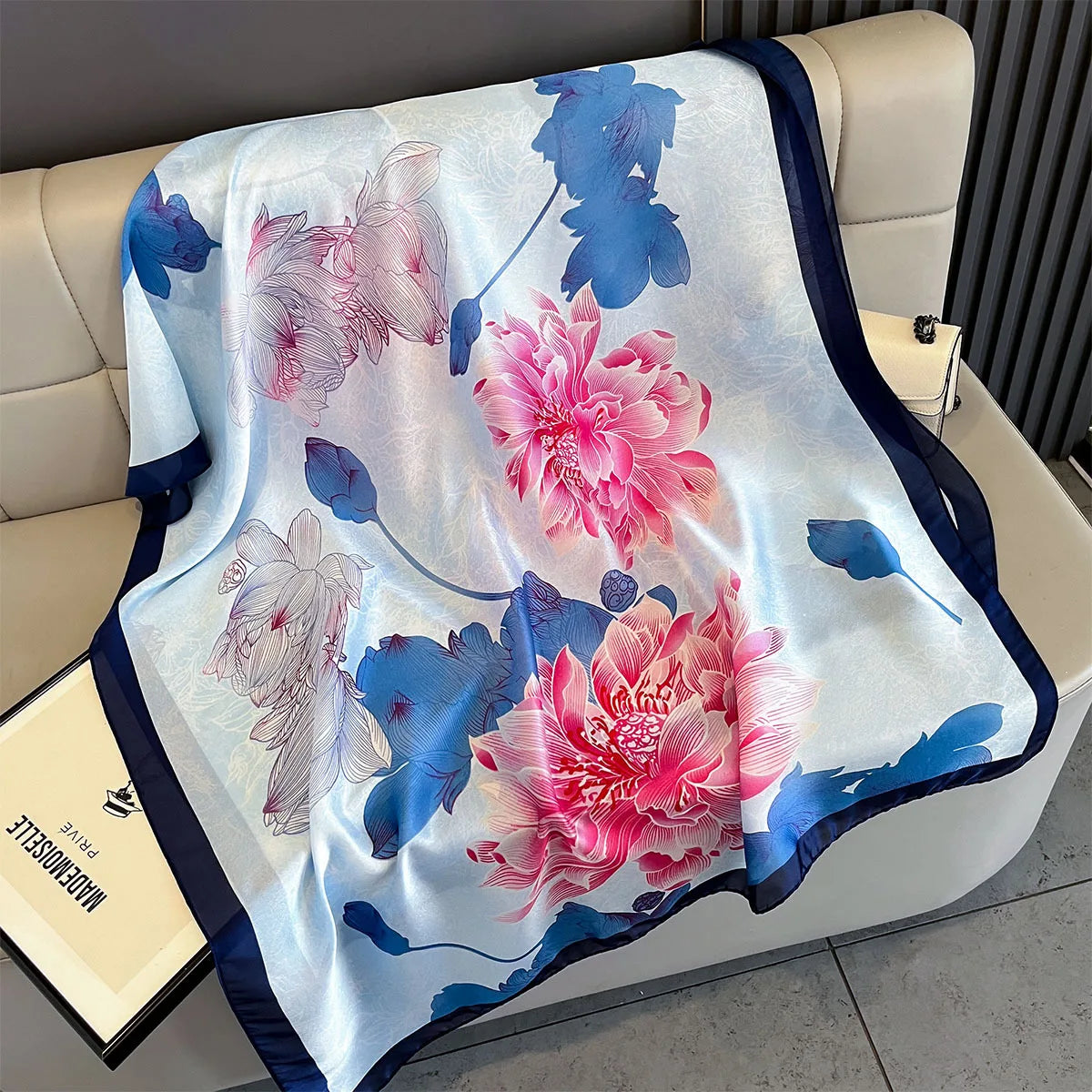 180*90cm Large Silk Satin Scarf Women Fashion Printed Scarf Spring And Summer Styles New Shawl Wrap Female Hand 2025 NEW