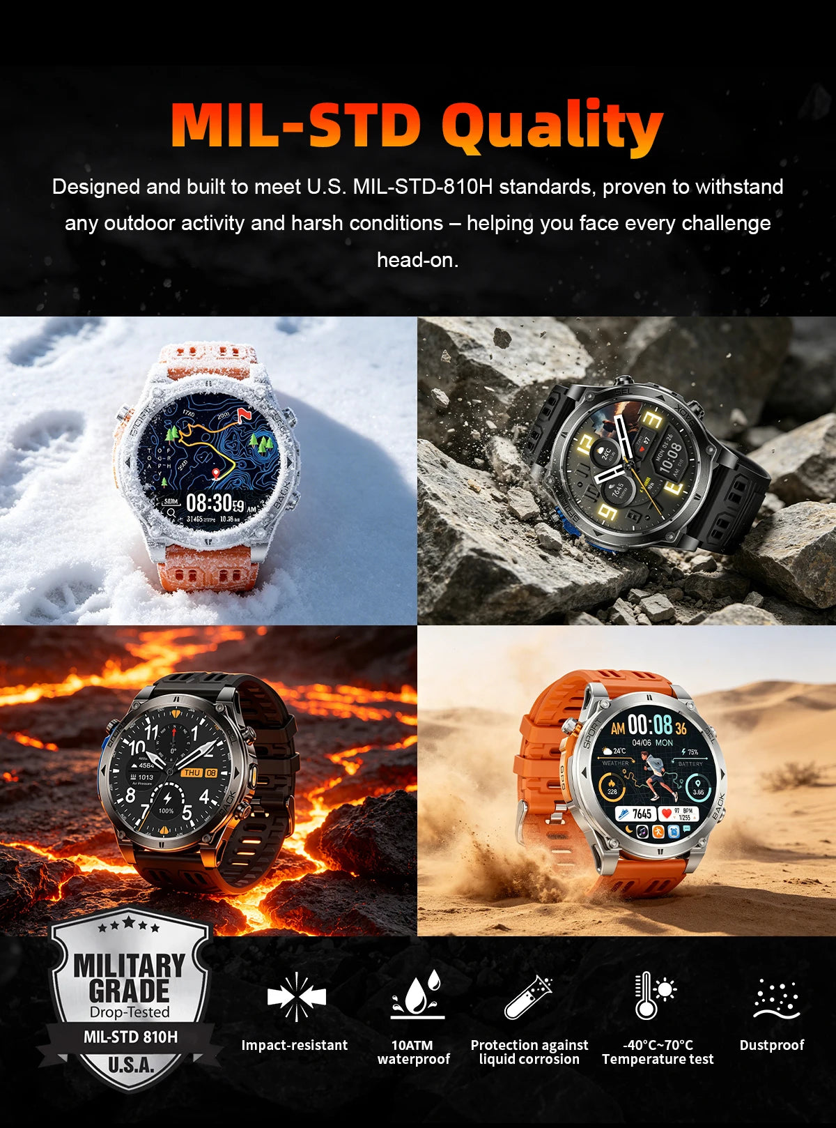 2026 New Military T-RX4 Ultra GPS Smart Watch Men 10ATM Waterproof Compass Flashlight Bluetooth Call Sports tracker Smartwatch
