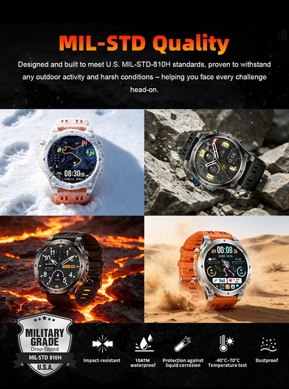 2026 New Military T-RX4 Ultra GPS Smart Watch Men 10ATM Waterproof Compass Flashlight Bluetooth Call Sports tracker Smartwatch
