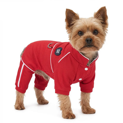 Breathable Cotton Dog Jumpsuit, Striped Puppy Tracksuit with D-Ring, Soft Pet Pajamas for Small Dogs 2026 New Chihuahua Apparel
