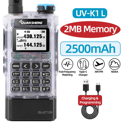 Quansheng UV-K1 Mini Walkie Talkie AM/FM Multi-Band Wireless Copy Frequency Long Range Type-C Charger For Camping UVK5 K6