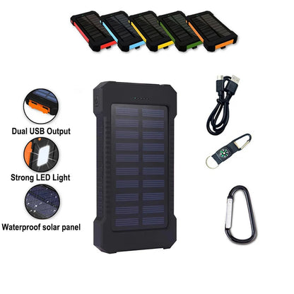 Solar Power Bank 100000mAh Waterproof Portable Solar Panel Charger Powerbank for iPhone16 Samsung Huawei Xiaomi External Battery
