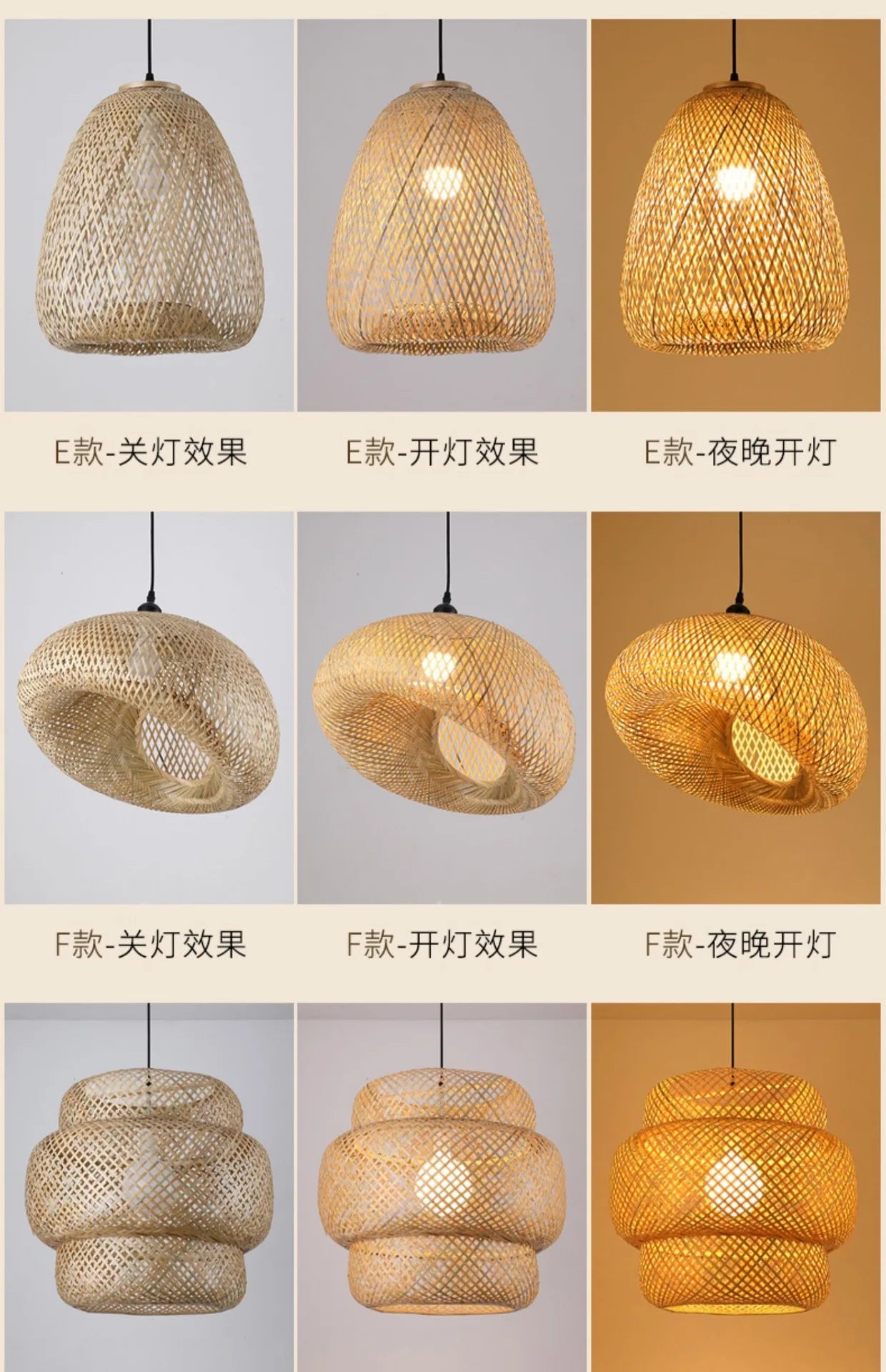 Newest Bamboo Pendant Lamp Ceiling Lights Rattan Wicker Lustre Hand Knit Braiding Suspended Home Dining Braided Indoor Decor Hot