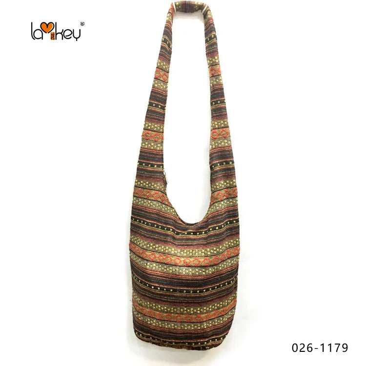 Bohemian Boho Crossbody Bag Women's Bucket Shoulder Bags Ladies Ethnic Canvas Casual Shopping Travel Messenger Bag Hippie Tote