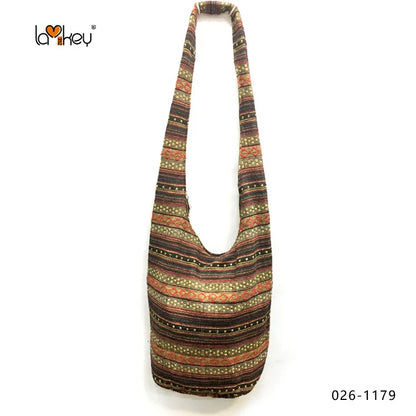 Bohemian Boho Crossbody Bag Women's Bucket Shoulder Bags Ladies Ethnic Canvas Casual Shopping Travel Messenger Bag Hippie Tote
