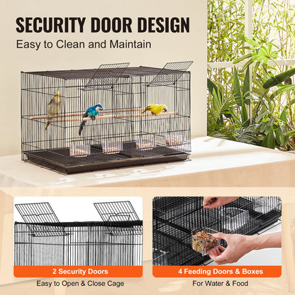 SucceBuy 30In Flight Bird Cage Stackable Divided Small Animal Cage for Kinds of Birds Pet Travel Birdcage with Handle and Perche