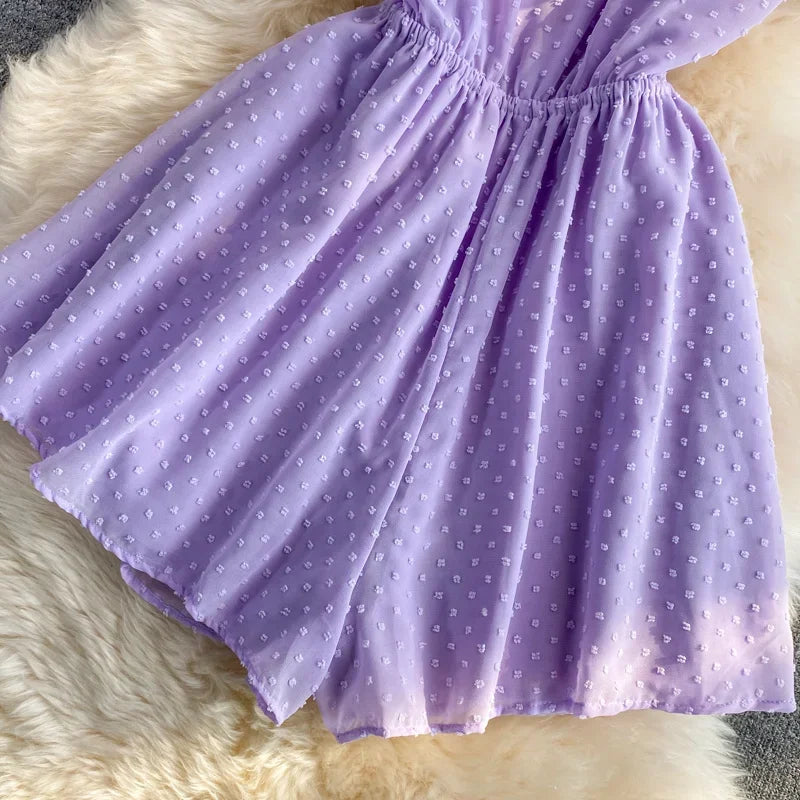 2025 Summer Women Playsuit Polka Dot See Through Thin Beach Rompers Sexy V-neck Short Sleeve Drawstring Sash Slim Waist Overalls